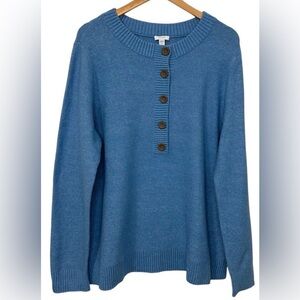Teal Blue Button-Up Sweater